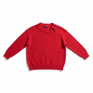GABRIEL NEW YORK Red Ribbed Knit Sweater Cutout‎ Ring Detail Size 3X vintage